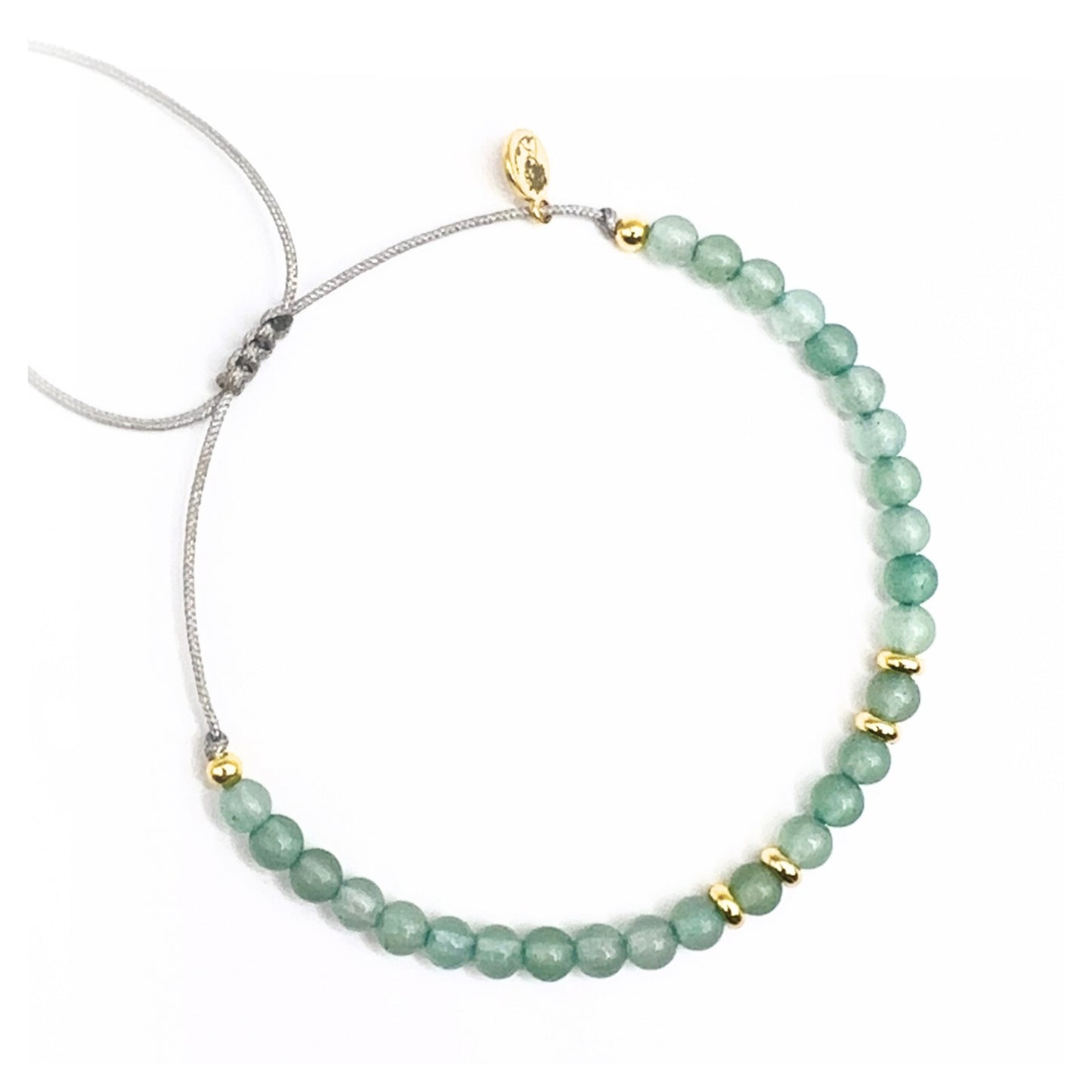 „KIND OF HAPPY“ – Grüner Aventurin Heilsteinarmband in Gold für Glück, Mitgefühl & positives Denken