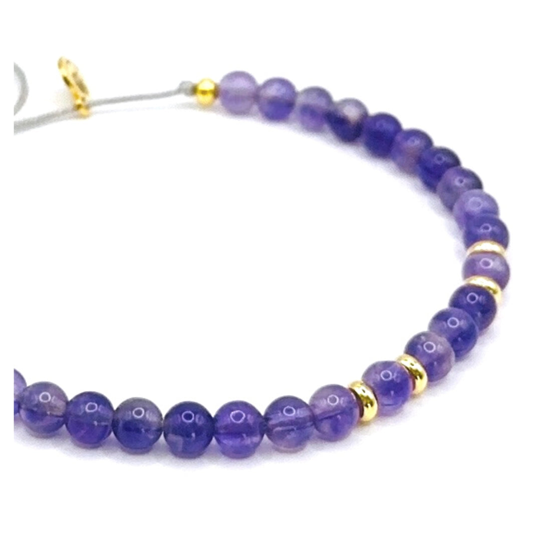 Konzentration Harmonie Vertrauen Kraft “FOCUS ON INTUITION” Natürlicher Amethyst Heilsteinarmband gold