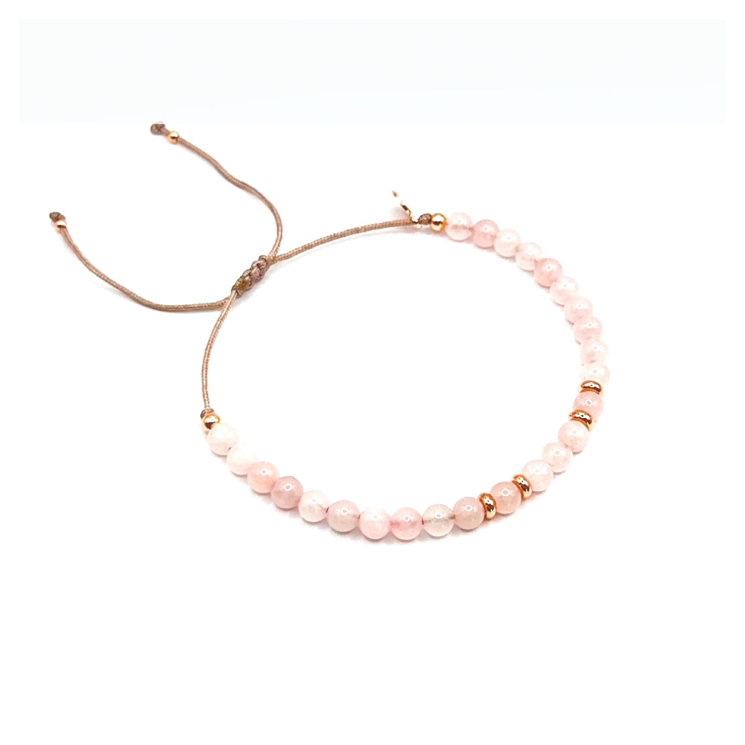 Love Loyalty Partnership Depression Harmony Beauty of Life "LOVE IS KEY" Natural rose quartz healing stone bracelet rose gold