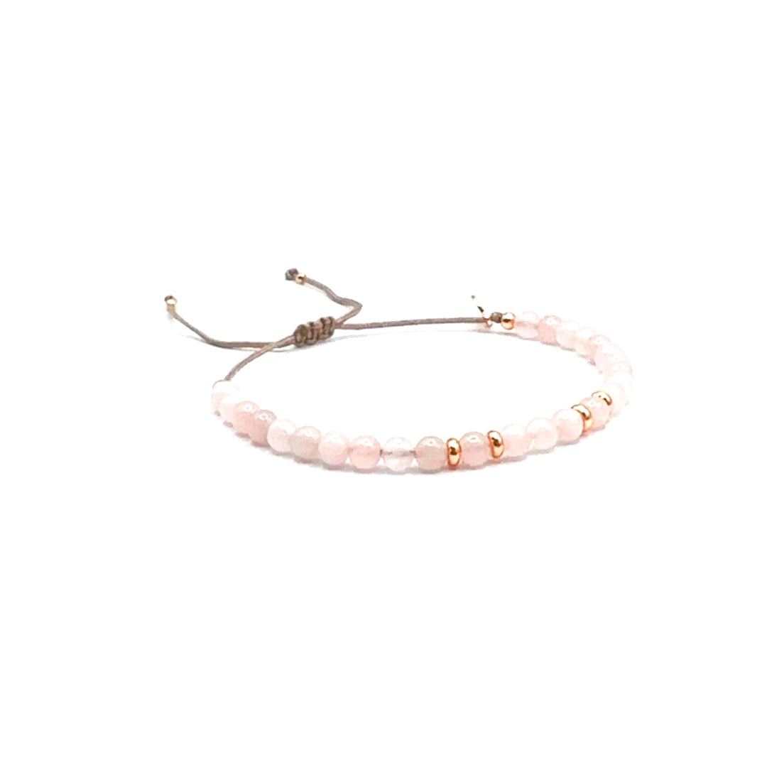 Love Loyalty Partnership Depression Harmony Beauty of Life "LOVE IS KEY" Natural rose quartz healing stone bracelet rose gold