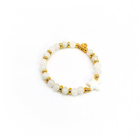 Baby Bracelet "SWEET LULLABY" White Jade Moonstone rose gold silver