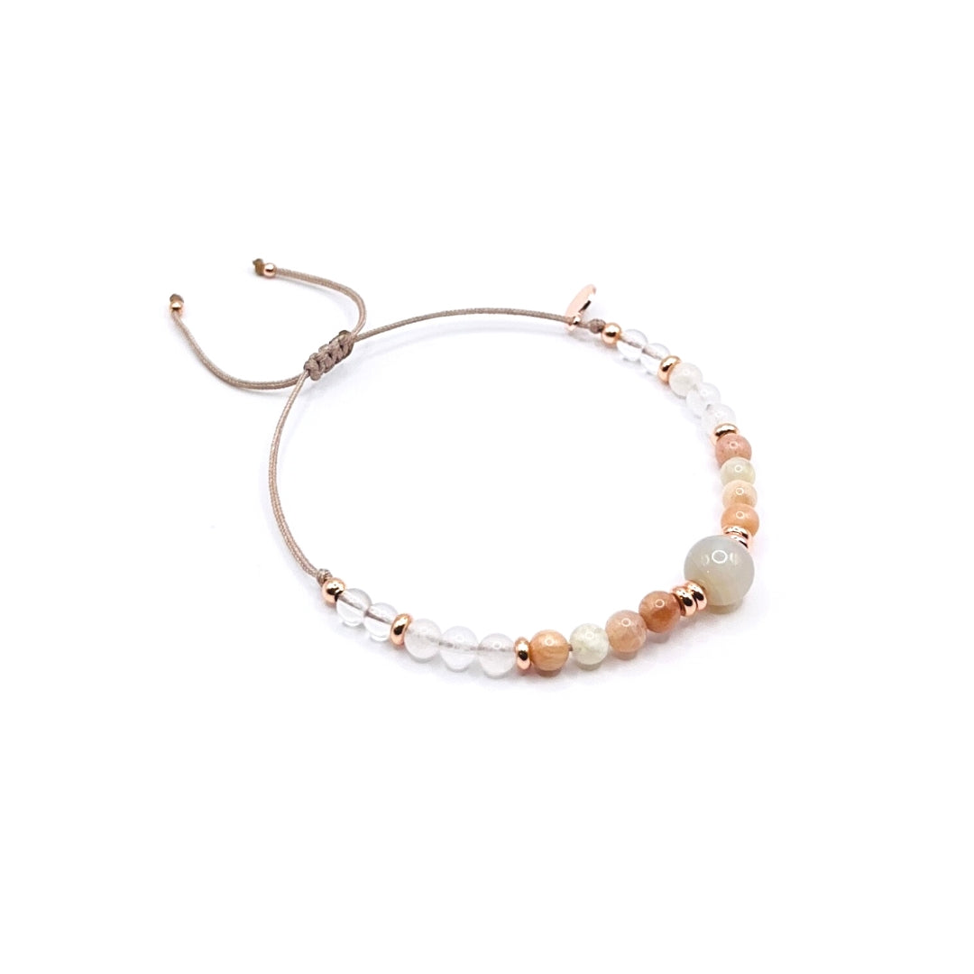 Kinderwunsch "LITTLE MIRACLE" Heilsteinarmband Achat Jade Mondstein roségold