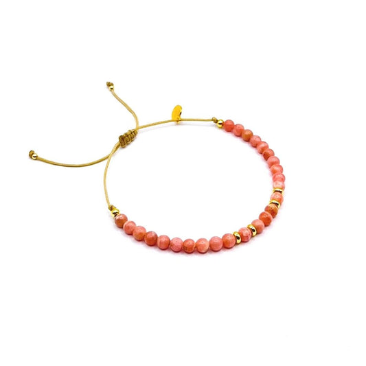 Warmth of heart Reflection Liberation Openness “STRONG AFFECTION” healing stone bracelet Rhodochrosite gold